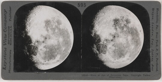 Two almost identical black-and-white photographs side by side of a waning moon.