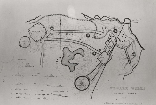 A black-and-white photograph of a map.