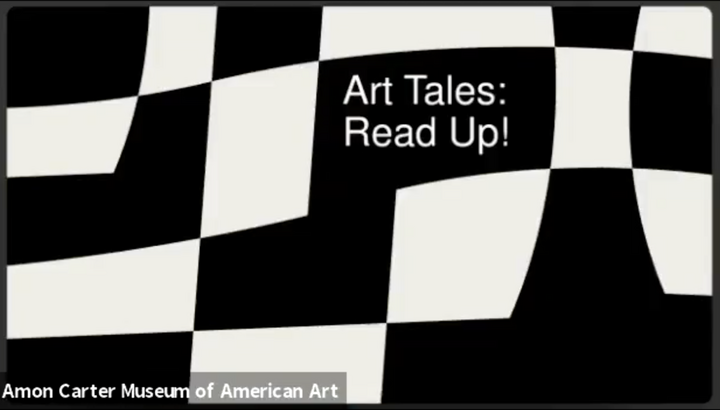 Graphic with the words, "Art Tales: Read Up!"