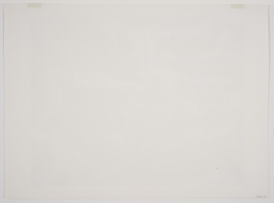 A black-and-white print of three men, one on horseback and two with pitchforks, next to a haystack and an old barn.