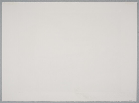 A black-and-white print of a farmer either closing or opening a gate to a corral with two horses next to a windmill under a dark and cloudy sky.