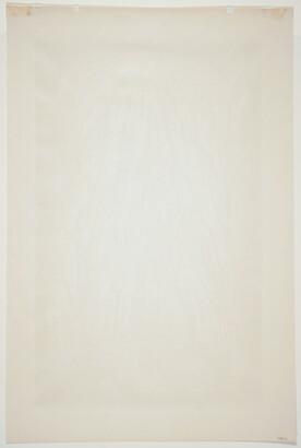 An abstract black-and-white print of outlined skyscrapers stacked side-by-side that reach to the sky, as seen from the ground.