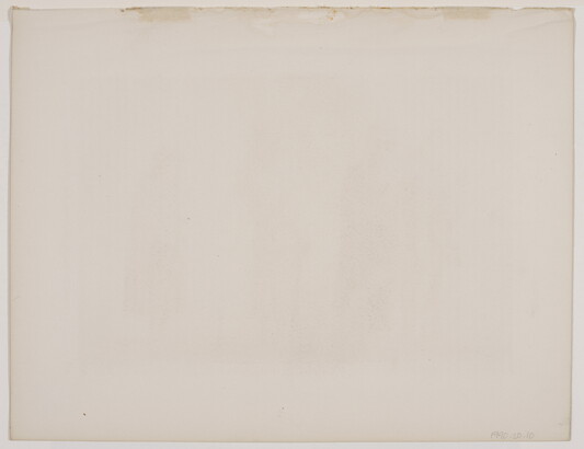 A color print of three Indigenous people standing next to a horse.