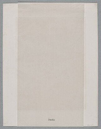 A black-and-white print of a bridge seen from below and a train traveling beneath it.