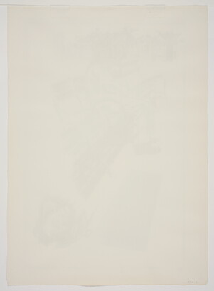 A black-and-white print of a man sleeping on a park bench, as a squirrel sits on the ground nearby.