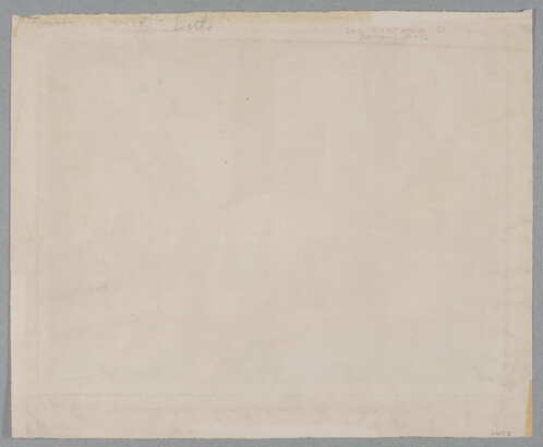 A black-and-white print of a Black man sitting in a street car next to a White woman and child with other White passengers in the background.