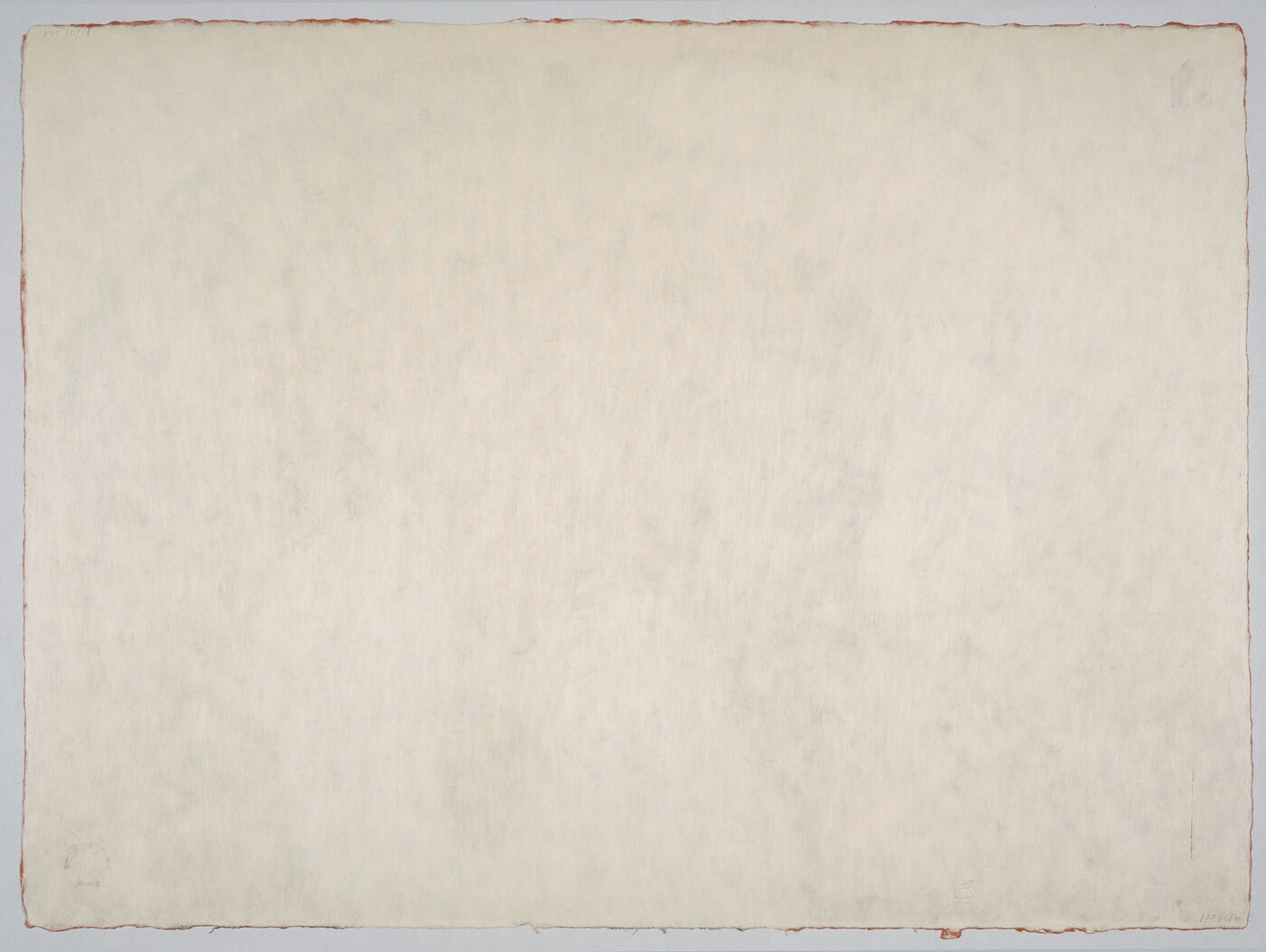 An abstract black-and-white print of a figure holding an animal on its shoulder on a red background.