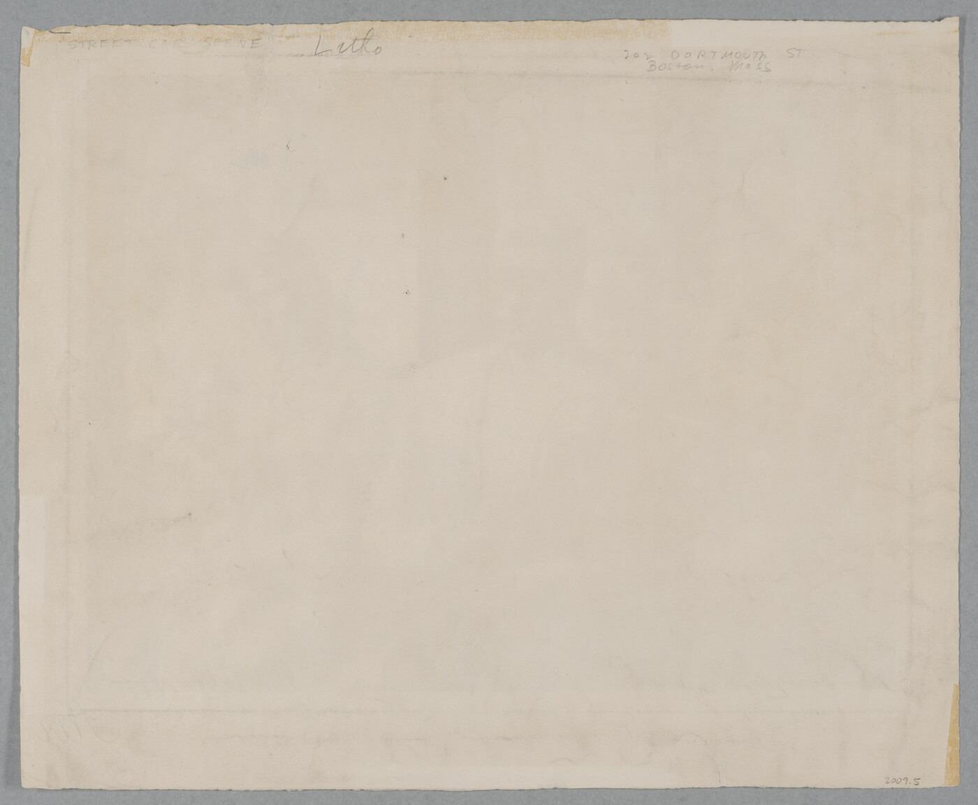 A black-and-white print of a Black man sitting in a street car next to a White woman and child with other White passengers in the background.