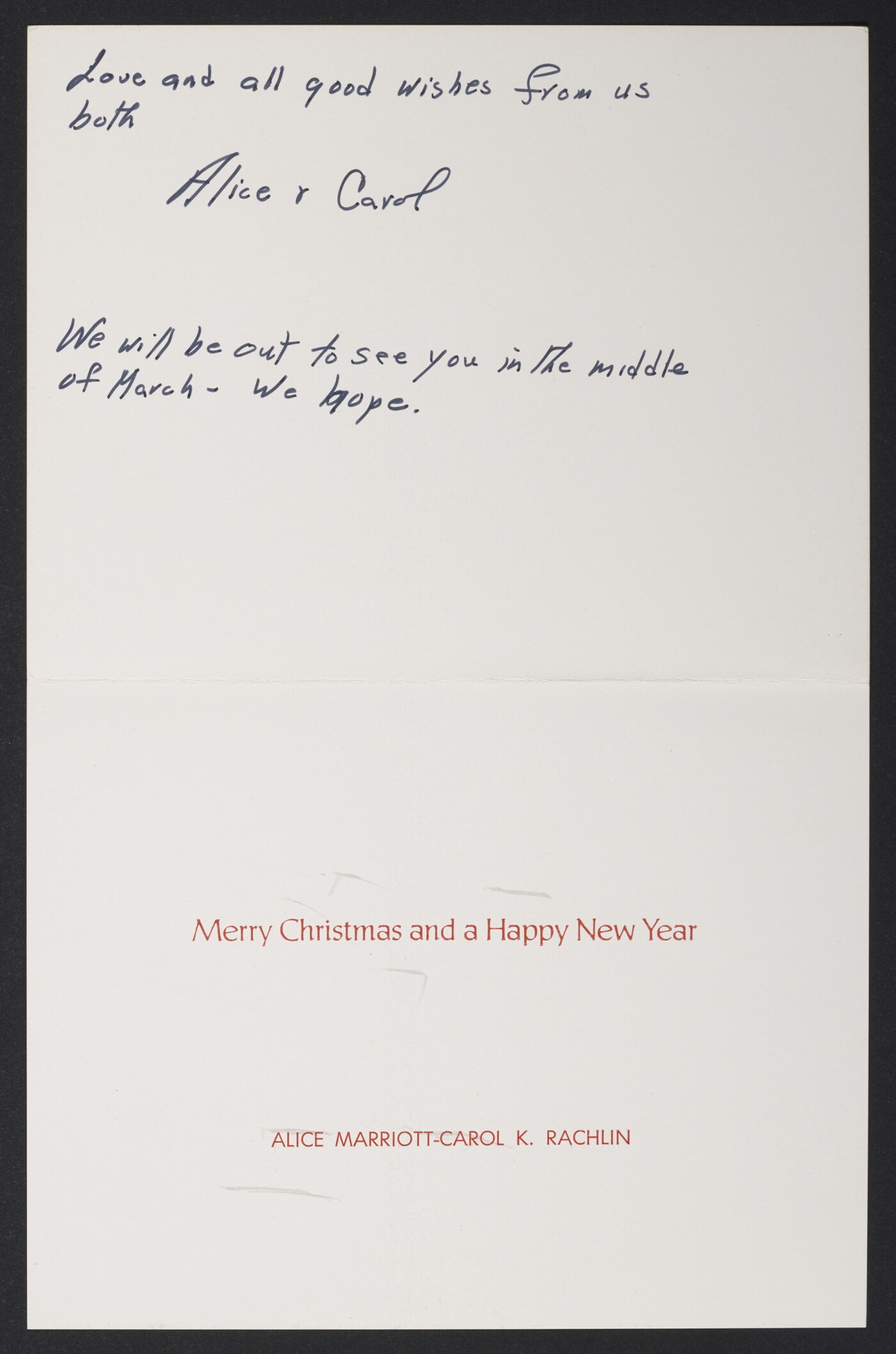 Alice Marriott and Carol K. Rachlin to Laura Gilpin. December, 1978 ...