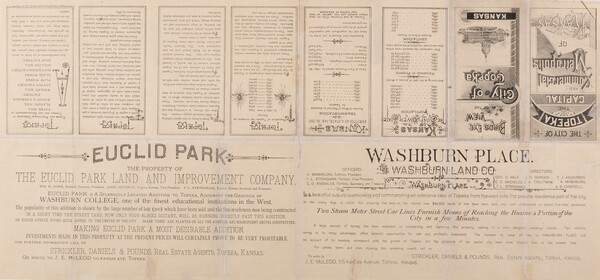 A black-and-white print of an unfolded broadside with text advertising Euclid Park and Washburn Place in Kansas.