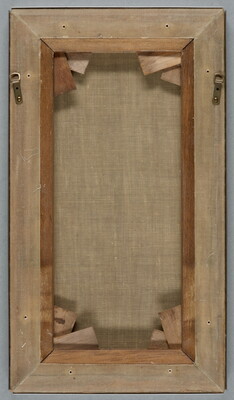 An oil painting of two hummingbirds on a twig above a white orchid in a jungle setting.