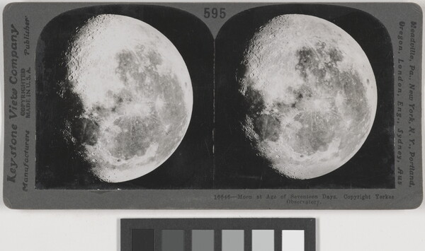 Two almost identical black-and-white photographs side by side of a waning moon.