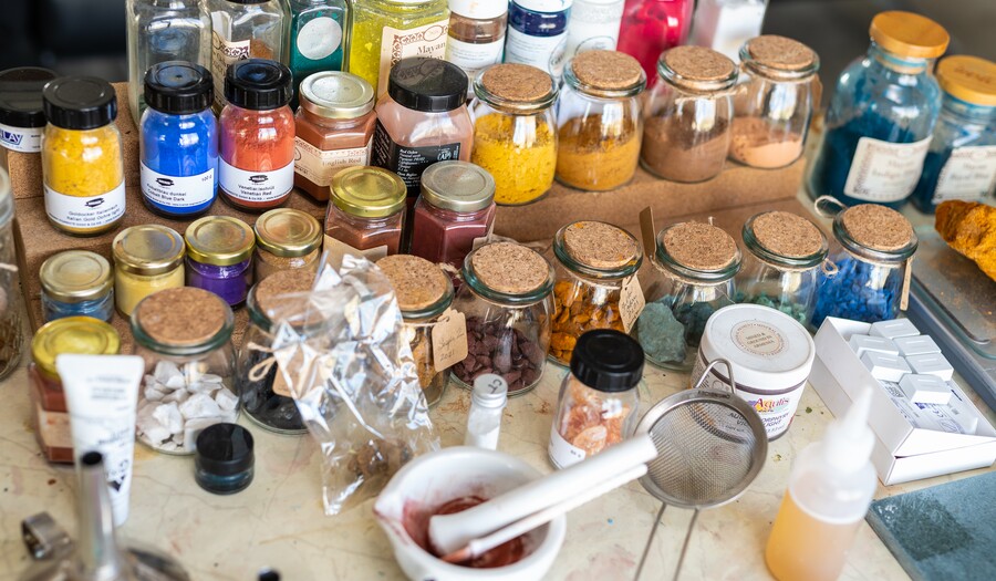 A selection of Sandy Rodriquez&#039;s art materials.