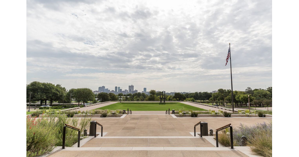 View of downtown Fort Worth from the front steps of the Carter.