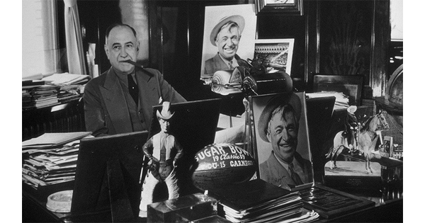 Amon G. Carter Sr. at his cluttered desk.