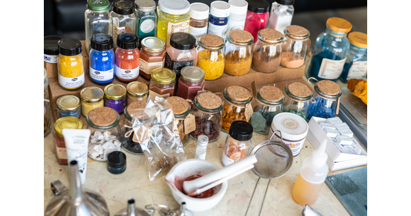 A selection of Sandy Rodriquez&#039;s art materials.