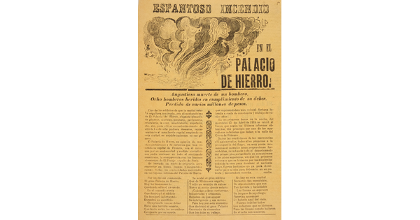 A black-and-white printed leaflet with Spanish text below an illustration of swirling clouds of smoke.