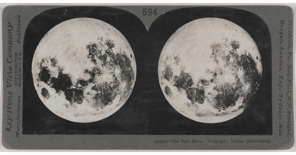 Two almost identical black-and-white photographs side by side of a full moon.