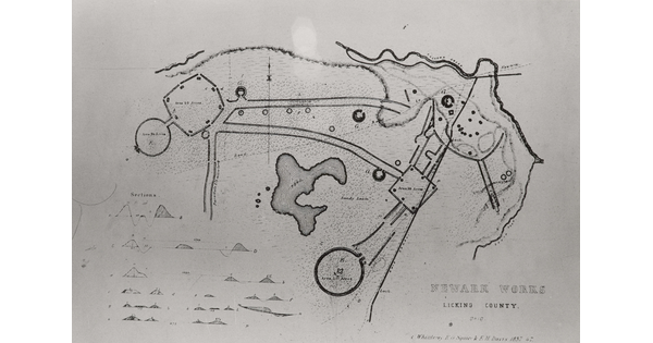 A black-and-white photograph of a map.