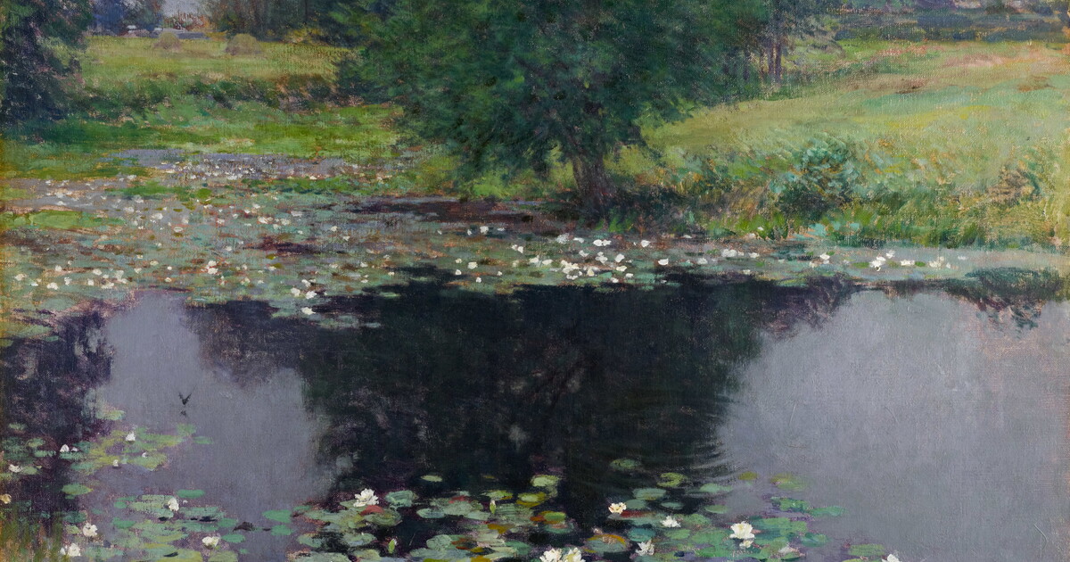 M. Marten, Lights in the Pond　公園　風景画 M. Marten, Lights in the Pond公園風景画