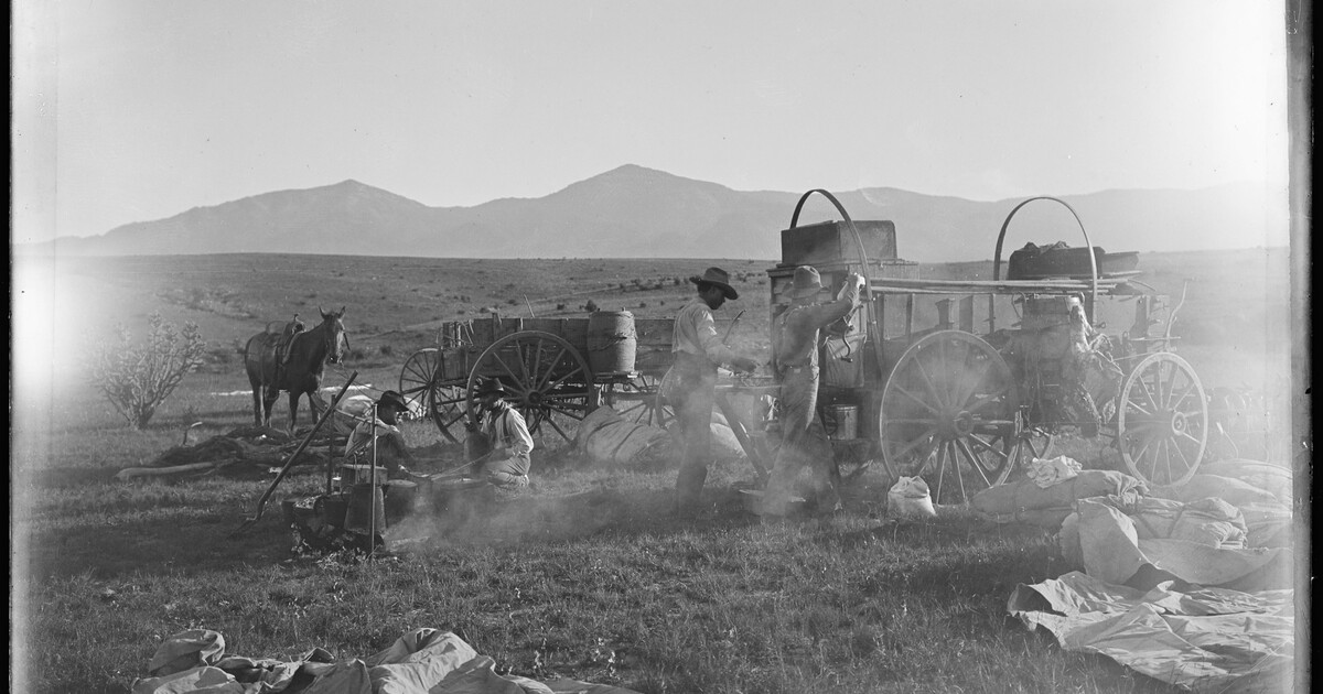 In camp with the Block cowpunchers who are cooking breakfast. Three ...