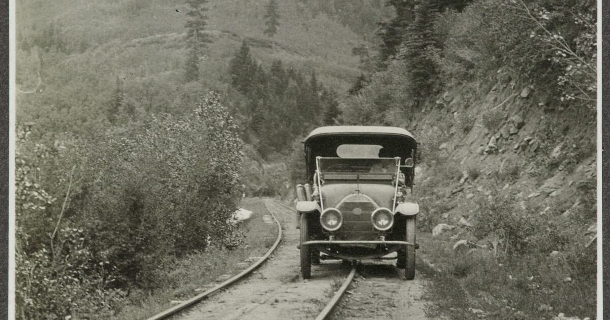 [Car parked on railroad tracks] | Amon Carter Museum of American Art